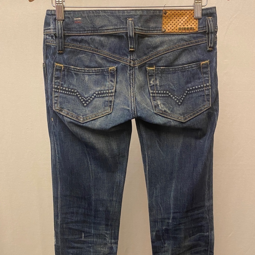Diesel Matic W25 L34 Low Rise Slim Skinny Womens Jeans Actual 29x33.5 Distressed - Picture 8 of 16